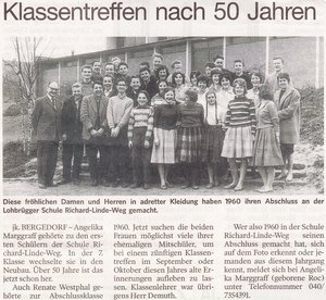 Zeitungsartikel zu unserem Abschlussjahrgang 1960